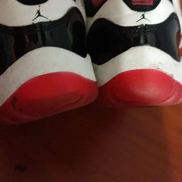 Jordan little boys size 13 white, black with red soles and tips sneakers